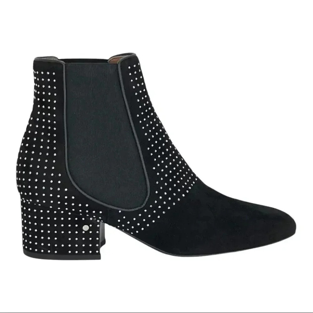 Laurence Dacade Rocco Black Suede Studded Womens Booties Size 7.5M EU 38.5 - Picture 2 of 16
